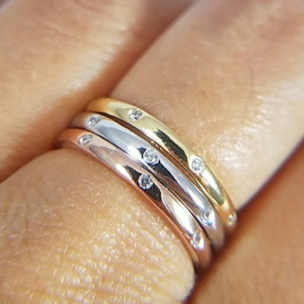 3pc Eternity Stackable Wedding Bands size 9 8 4.5